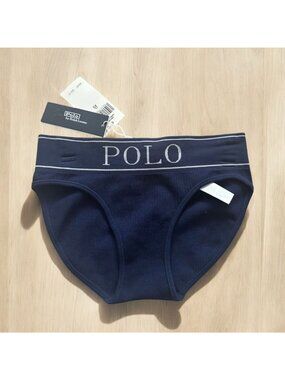 POLO RALPH LAUREN Women's Navy Ribbed Bikini Underwear Size XS NEW NWT